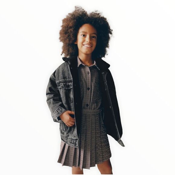 ZARA Kids | Brown | PLAID BOX SHIRT DRESS - Picture 5 of 11